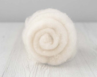 Needle Felting Wool, Carded New Zealand wool, Natural white