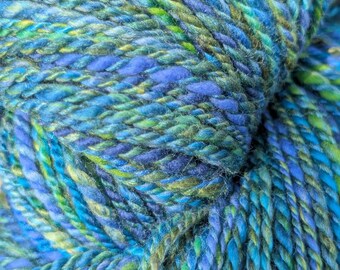 Hand spun yarn, deep blues and greens, Item #AU2602