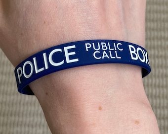 TARDIS Police Box Silicone Wristband - Dr Who Inspired Doctor Time Lord Show TV Series Time Travel Jewellery Jewelry