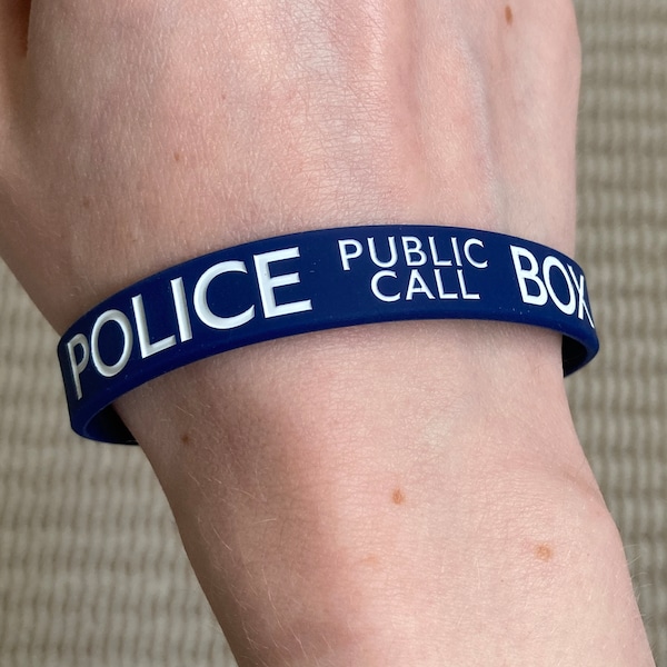 TARDIS Police Box Silicone Wristband - Dr Who Inspired Doctor Time Lord Show TV Series Time Travel Jewellery Jewelry