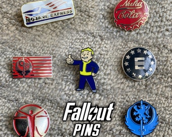 Épinglettes en émail inspirées de Fallout - Broche Badges Nuka Cola Institute Brotherhood of Steel Minutemen Vault Tec Enclave Mojave New Vegas cadeau