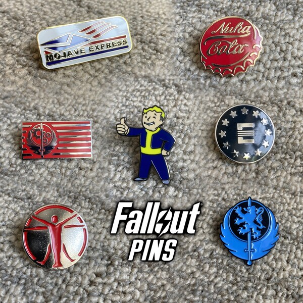 Fallout Inspired Enamel Pins - Pin Badges Brooch Nuka Cola Institute Brotherhood of Steel Minutemen Vault Tec Enclave Mojave New Vegas Gift