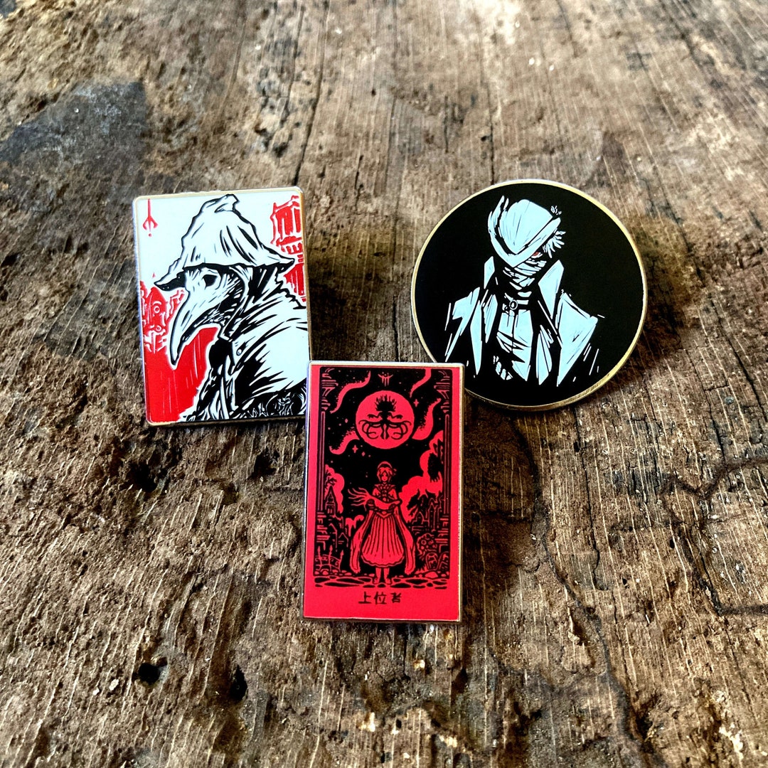 Bloodborne Pins Metal Pin Badge Hunter Crow Great Ones Inspired Brooch Dark Souls Elden Ring