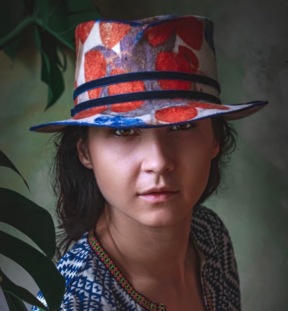 Eco Printed Custom Hat, Hand Painted, Women