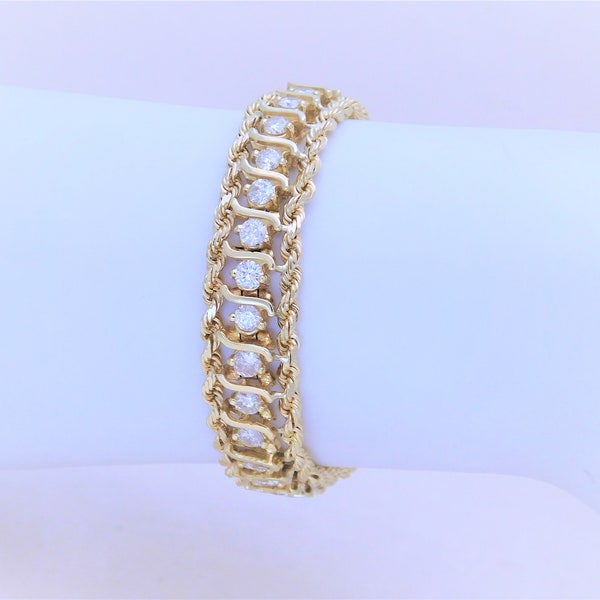 14k Gold S Link Diamond Tennis Bracelet - Etsy