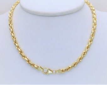 14k Gold 24 inch/5mm Diamond Cut Rope Chain