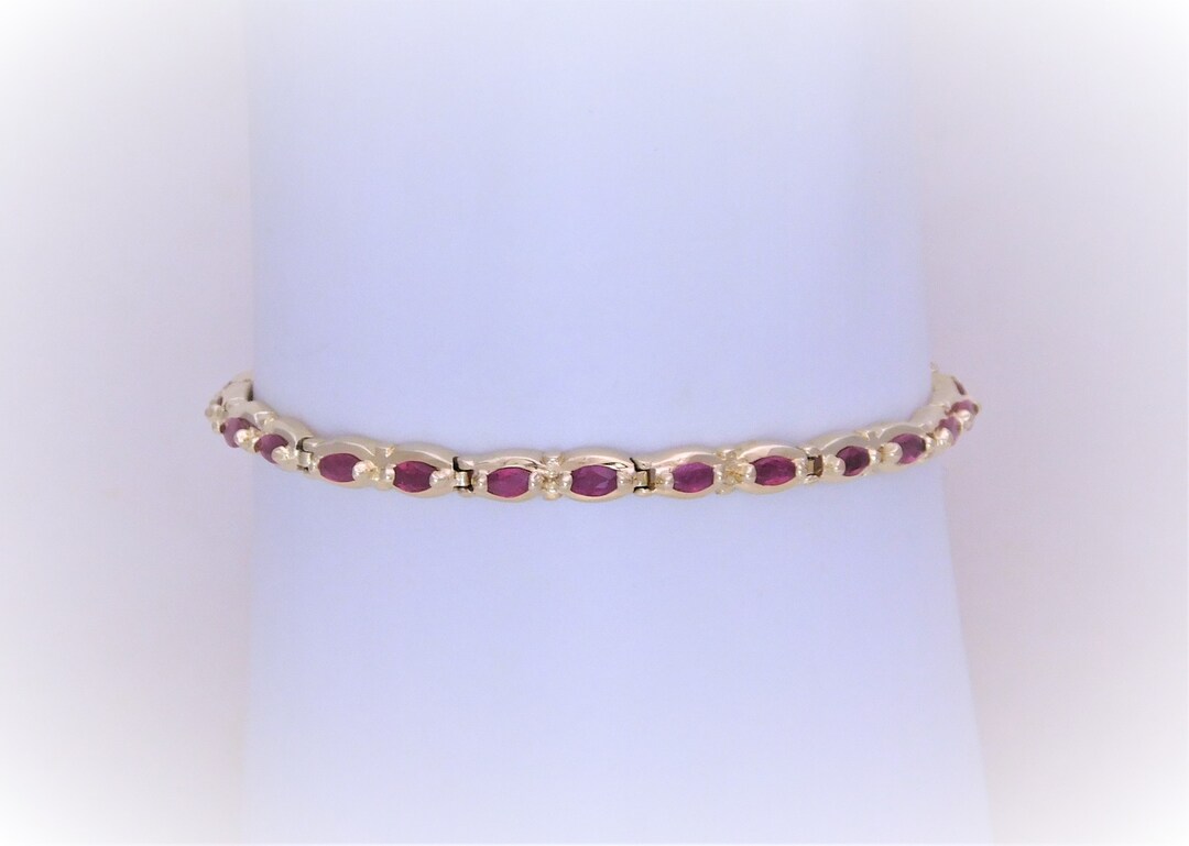 Vintage 14k Gold 2.5ct Natural Ruby Tennis Bracelet Etsy
