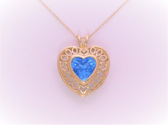 Vintage 10k Gold and Blue Iolite Heart Shaped Pen… - image 1