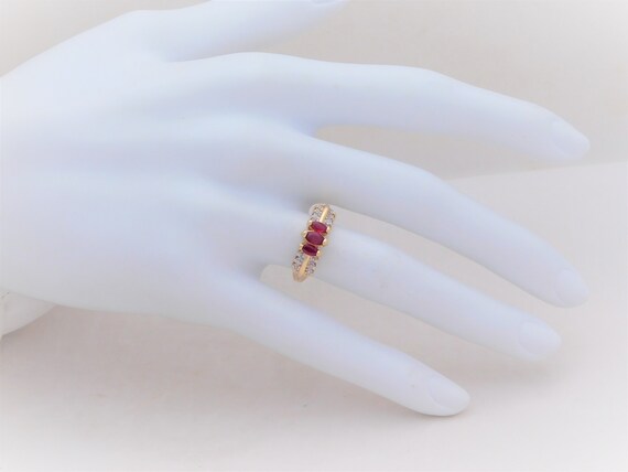Vintage 14k Gold Ruby and Diamond Multi Stone Ring - image 7