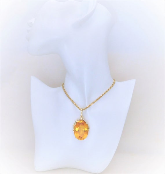 Vintage Natural 45ct Citrine and Diamond Enhancer… - image 5