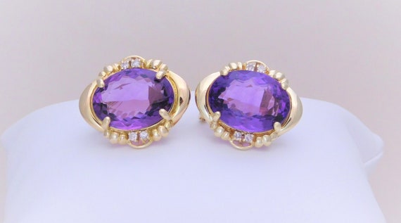 Mid Century Amethyst and Diamond Drop Earrings - image 4