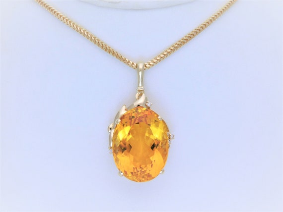 Vintage Natural 45ct Citrine and Diamond Enhancer… - image 1