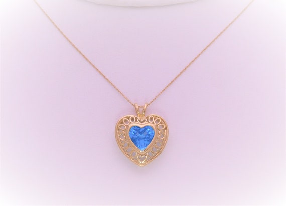 Vintage 10k Gold and Blue Iolite Heart Shaped Pen… - image 2