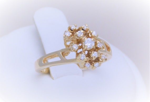 Mid Century Natural Diamond Cluster Ring - image 3
