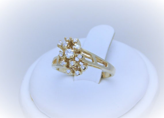 Mid Century Natural Diamond Cluster Ring - image 2