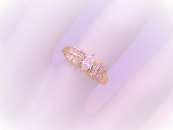 Vintage 14k Natural Accented Marquise Diamond Sol… - image 5