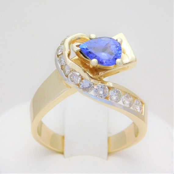 Vintage 2.05 Carat Pear-Cut Tanzanite and Diamond… - image 1