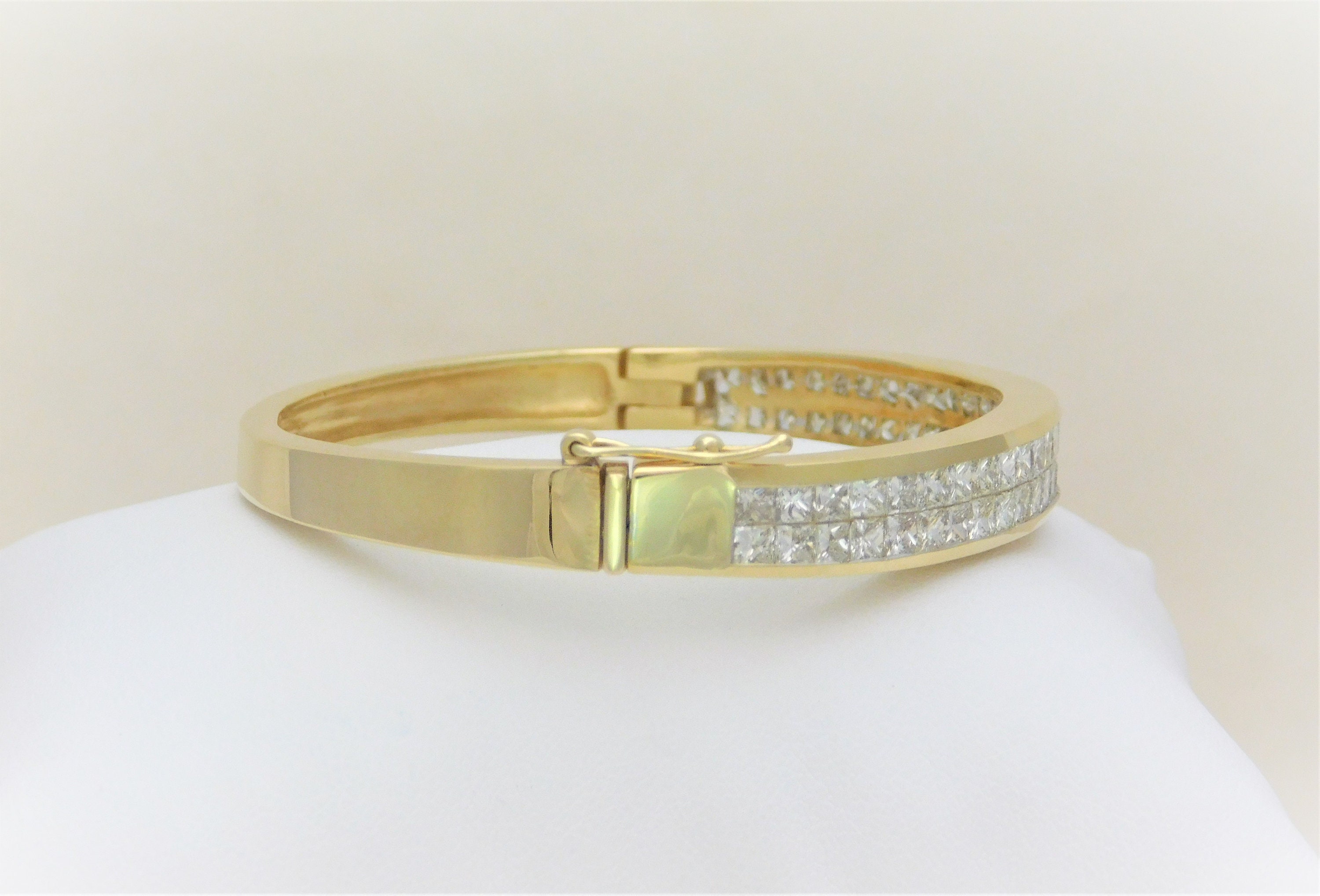 9ct Princess Cut Diamond Bangle Bracelet in 18k Gold - Etsy Canada