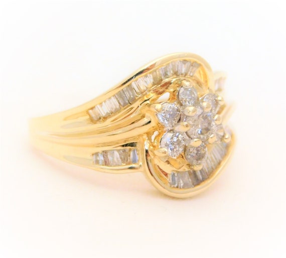 Vintage 14k Gold 1.43ct Diamond Cluster Ring - image 5