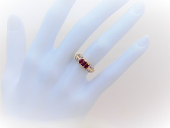 Vintage 14k Gold Ruby and Diamond Multi Stone Ring - image 4