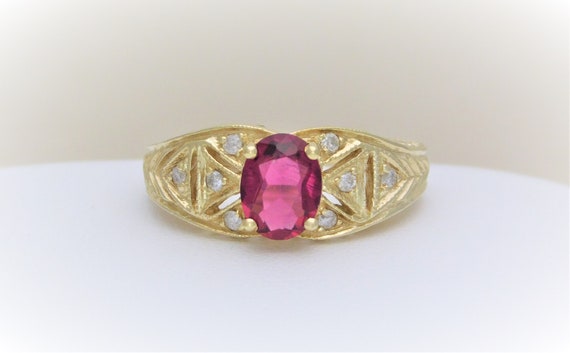 Vintage Natural Rhodolite Garnet and Diamond Ring - image 10
