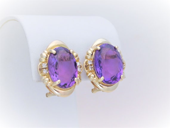 Mid Century Amethyst and Diamond Drop Earrings - image 2