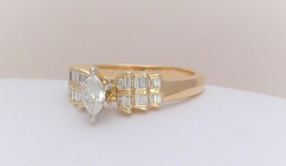 Vintage 14k Natural Accented Marquise Diamond Sol… - image 9