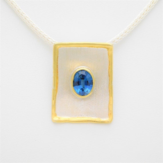 Greek Hand Crafted 950 Silver and 24k Gold Blue To