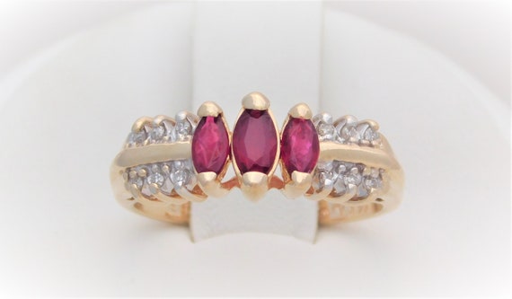 Vintage 14k Gold Ruby and Diamond Multi Stone Ring - image 10