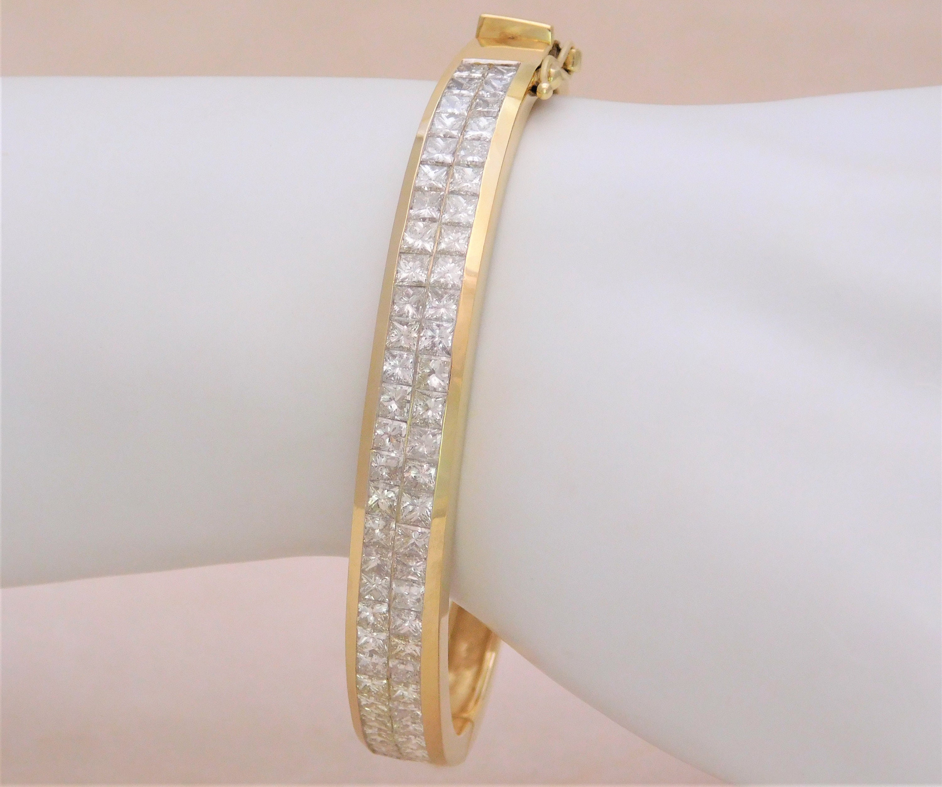 9ct Princess Cut Diamond Bangle Bracelet in 18k Gold Etsy Canada