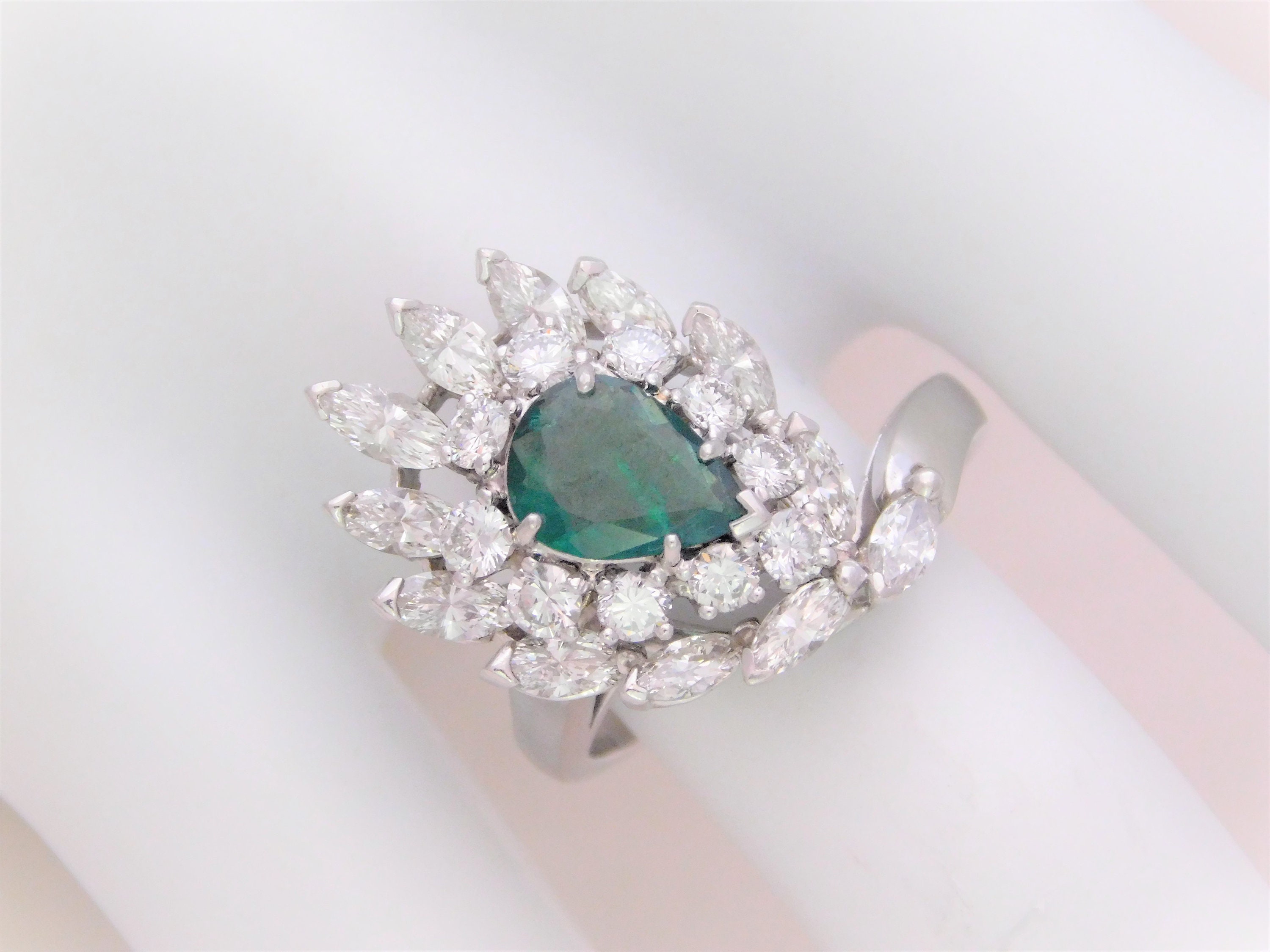 3.50ct Art Deco Platinum Emerald and Diamond Dinner Ring | Etsy