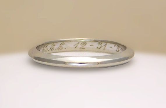 Art Deco 14k White Gold Wedding Band - image 5