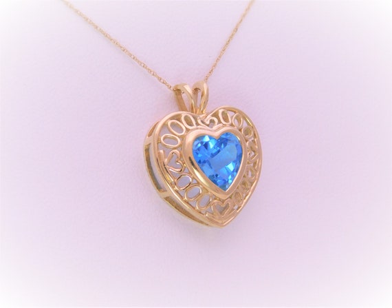 Vintage 10k Gold and Blue Iolite Heart Shaped Pen… - image 3