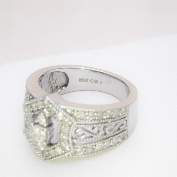 Retro White Gold Diamond Cluster Ring - image 2