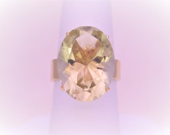 Vintage Natural 18ct Oval Smoky Quartz Solitaire Ring