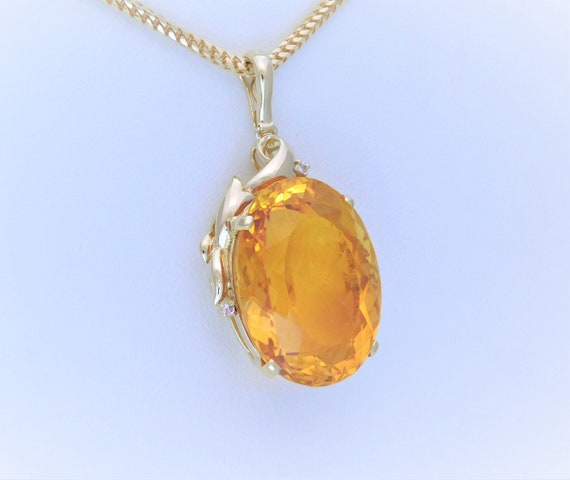 Vintage Natural 45ct Citrine and Diamond Enhancer… - image 2