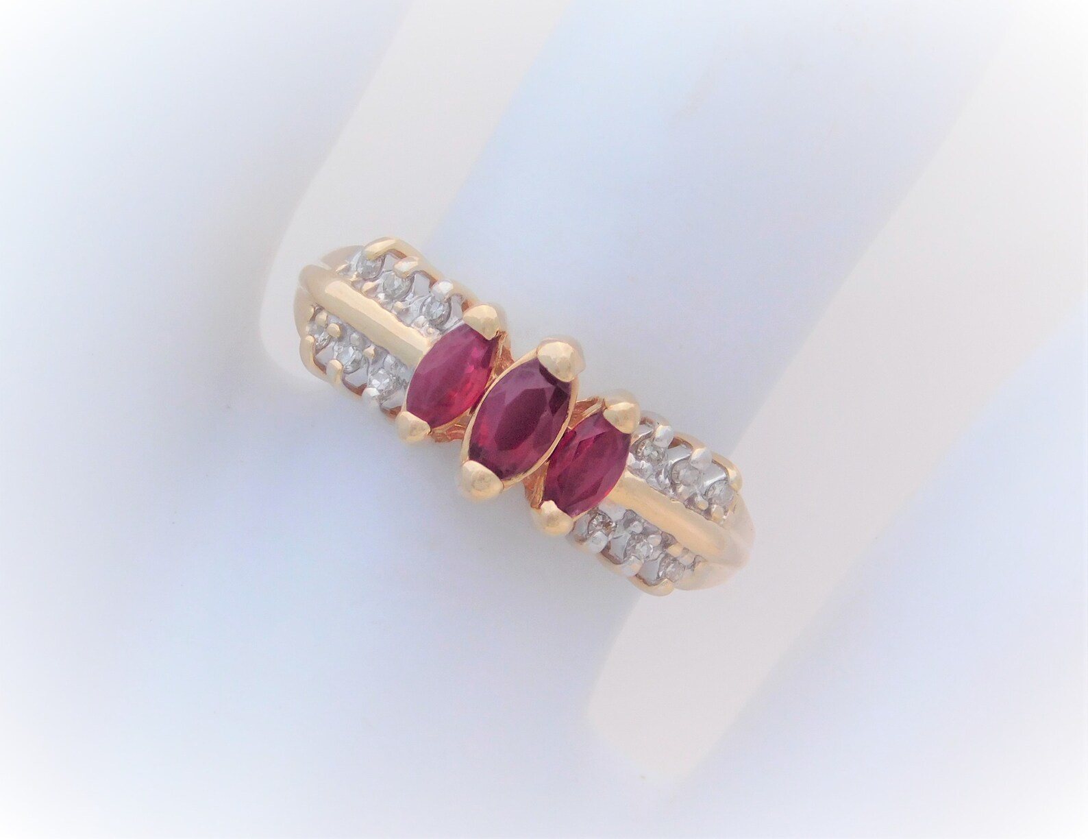Vintage 14k Gold Ruby and Diamond Multi Stone Ring - Etsy