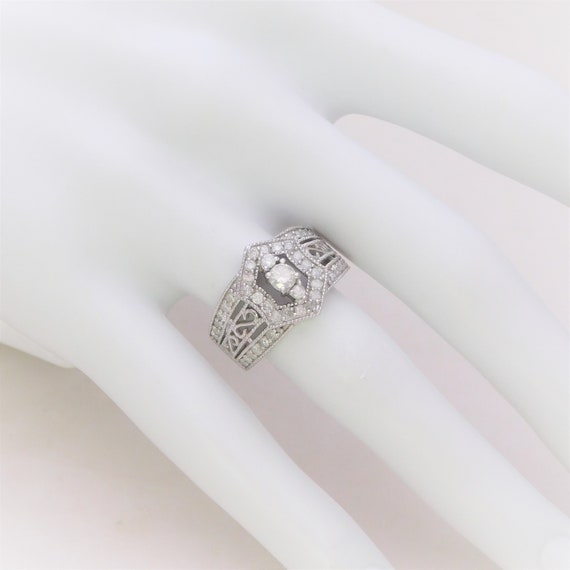 Retro White Gold Diamond Cluster Ring - image 8