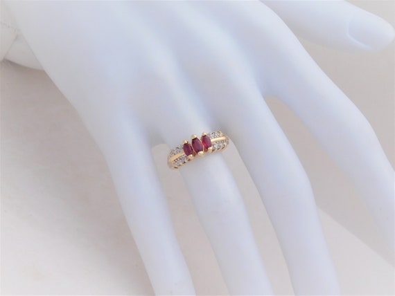 Vintage 14k Gold Ruby and Diamond Multi Stone Ring - image 5