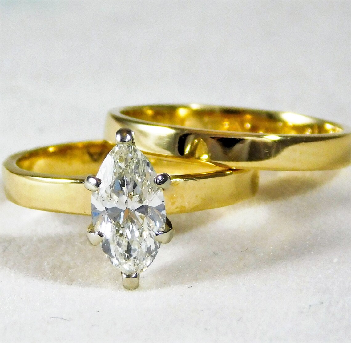 Vintage 14k Gold Diamond Engagement Ring and Wedding Band Set Etsy