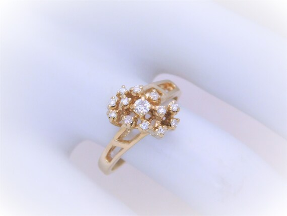 Mid Century Natural Diamond Cluster Ring - image 7
