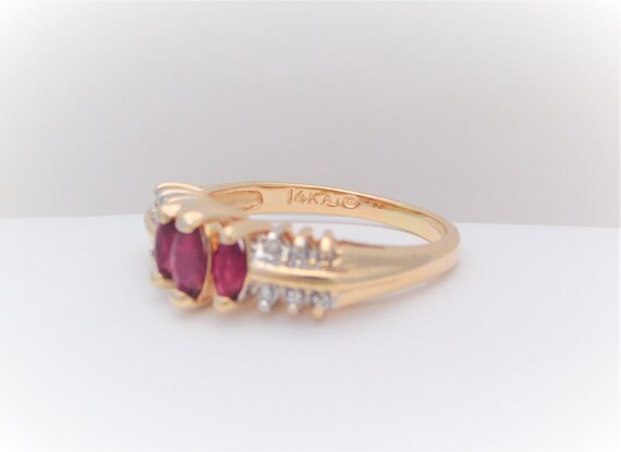 Vintage 14k Gold Ruby and Diamond Multi Stone Ring - image 8