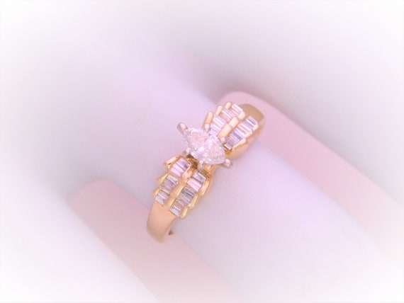 Vintage 14k Natural Accented Marquise Diamond Sol… - image 6