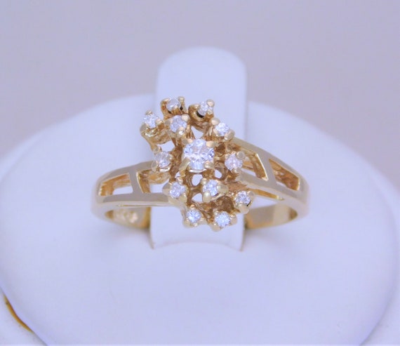 Mid Century Natural Diamond Cluster Ring - image 1