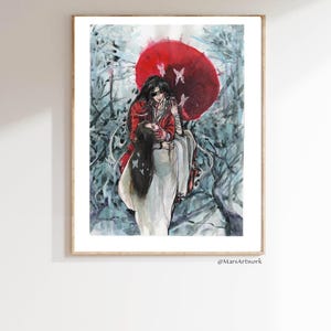 Heaven Official&#39;s Blessing, Tian Guan Ci Fu, Watercolor, art print, MXTX, Hua Cheng, Xie Lian, TGCF, Fan Art, 11x14in art print