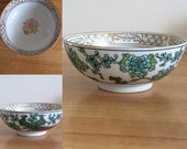Vintage Japanese Gold Imari Peacock and Floral Bowl. Hand Painted. 1950s. Arita Bussan. Hard to Find. Large 7 1 4 quot Size.