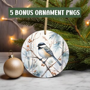 Décoration de Noël oiseau mésange dans la neige PNG pour sublimation ornements sous-verres