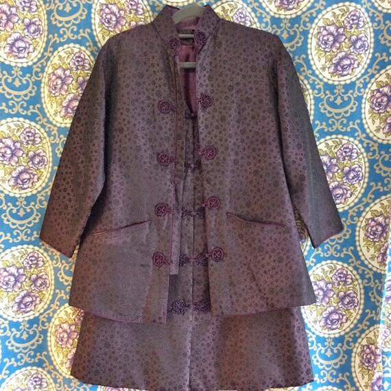 Vintage Quilted Silk Mandarin Dress & Jacket