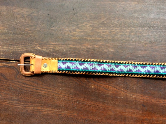 Guatemalan Leather & Cotton Embroidered Woven Belt