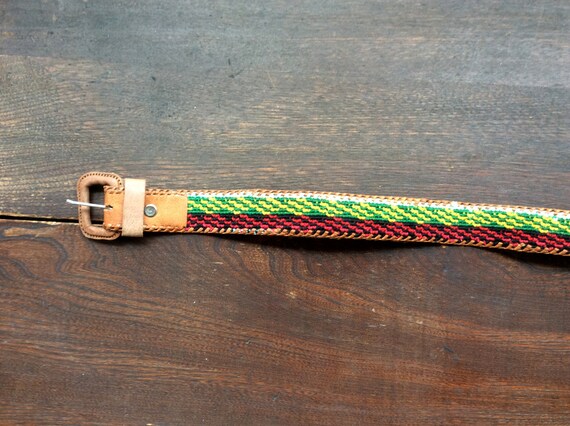 Guatemalan Leather & Cotton Embroidered Woven Belt